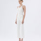 Mid Rise Powder White Lose Leg Comfort Jean