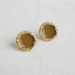 Artistic Round Gemstone Drop Earrings - Gold Plated