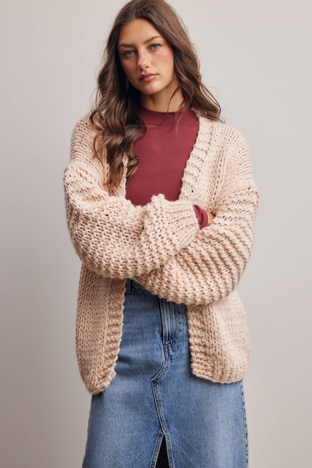 Chunky Knit Heart Back Cardigan - Bestseller