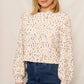 Puffed Sleeve Cropped Confetti Sweater
