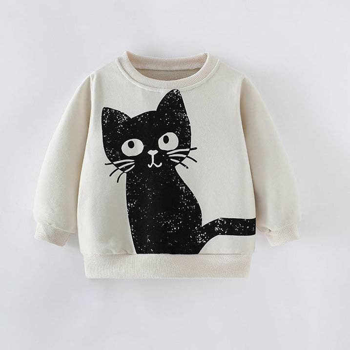 Cartoon Print Cotton Sweatshirt Casual Long Sleeve