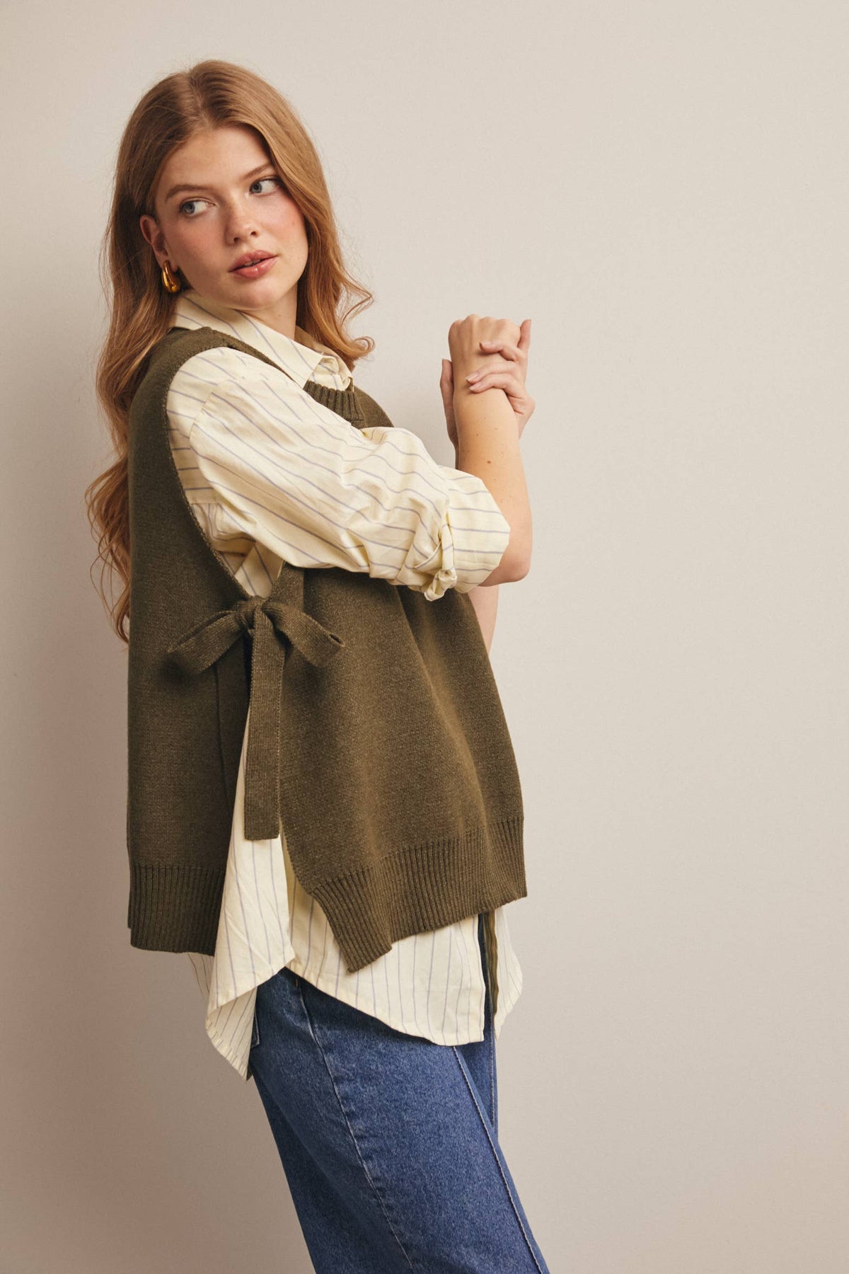 Sweater Side Tie Knit Vest