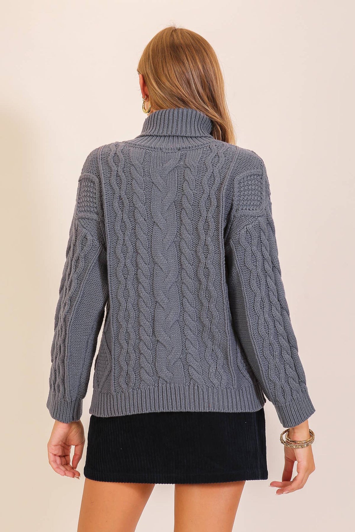 Chunky Cable Knit Turtleneck Sweater