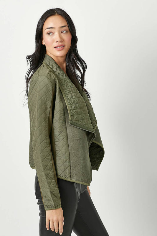 Blocked Quilted Contrast Zip All Season Cardi