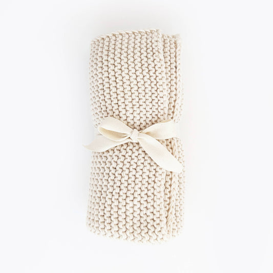 Natural Garter Garter Stitch Knit Baby Blanket