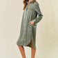 SATIN LONG SLEEVE SHIRT MIDI DRESS - 27825D