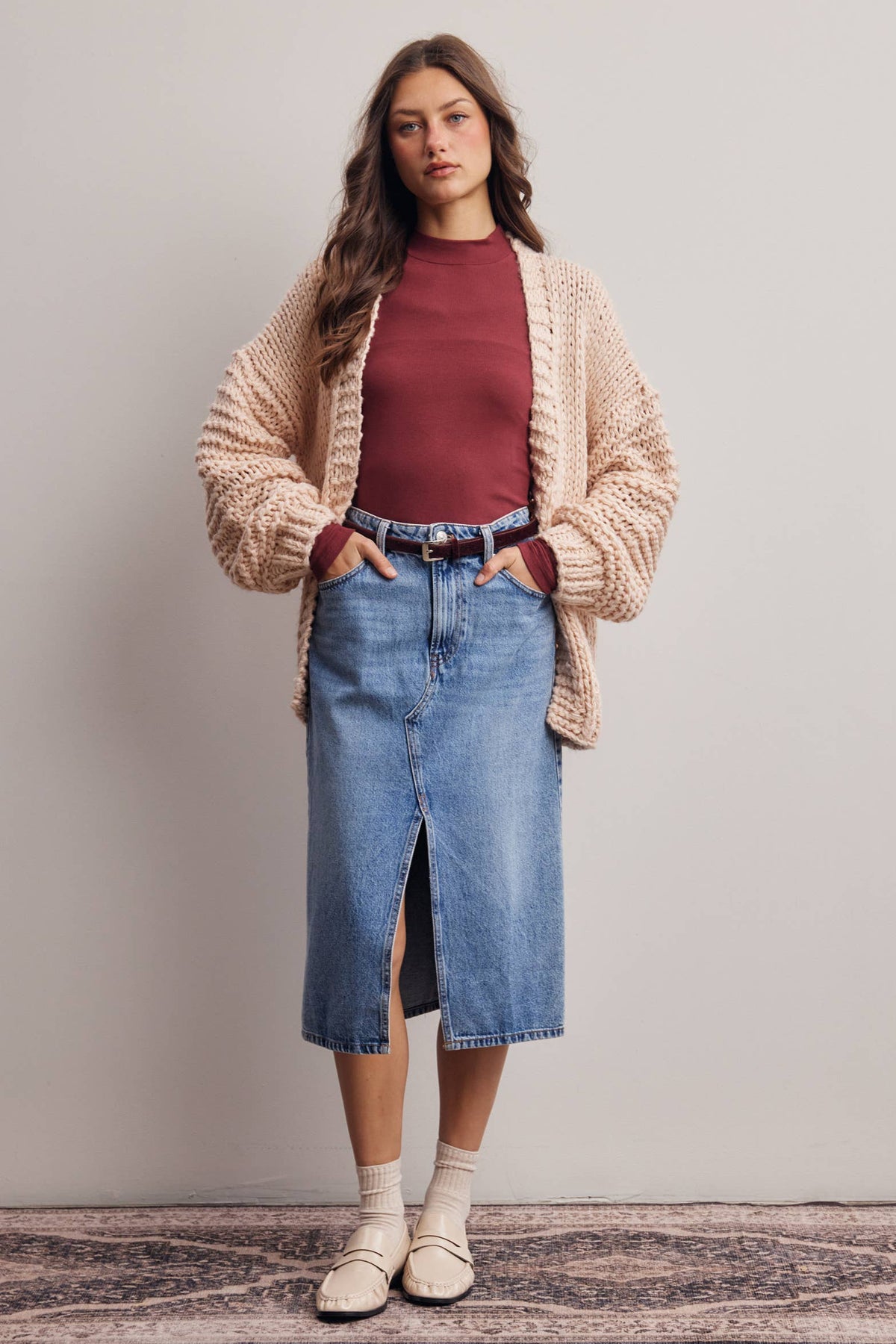 Chunky Knit Heart Back Cardigan - Bestseller