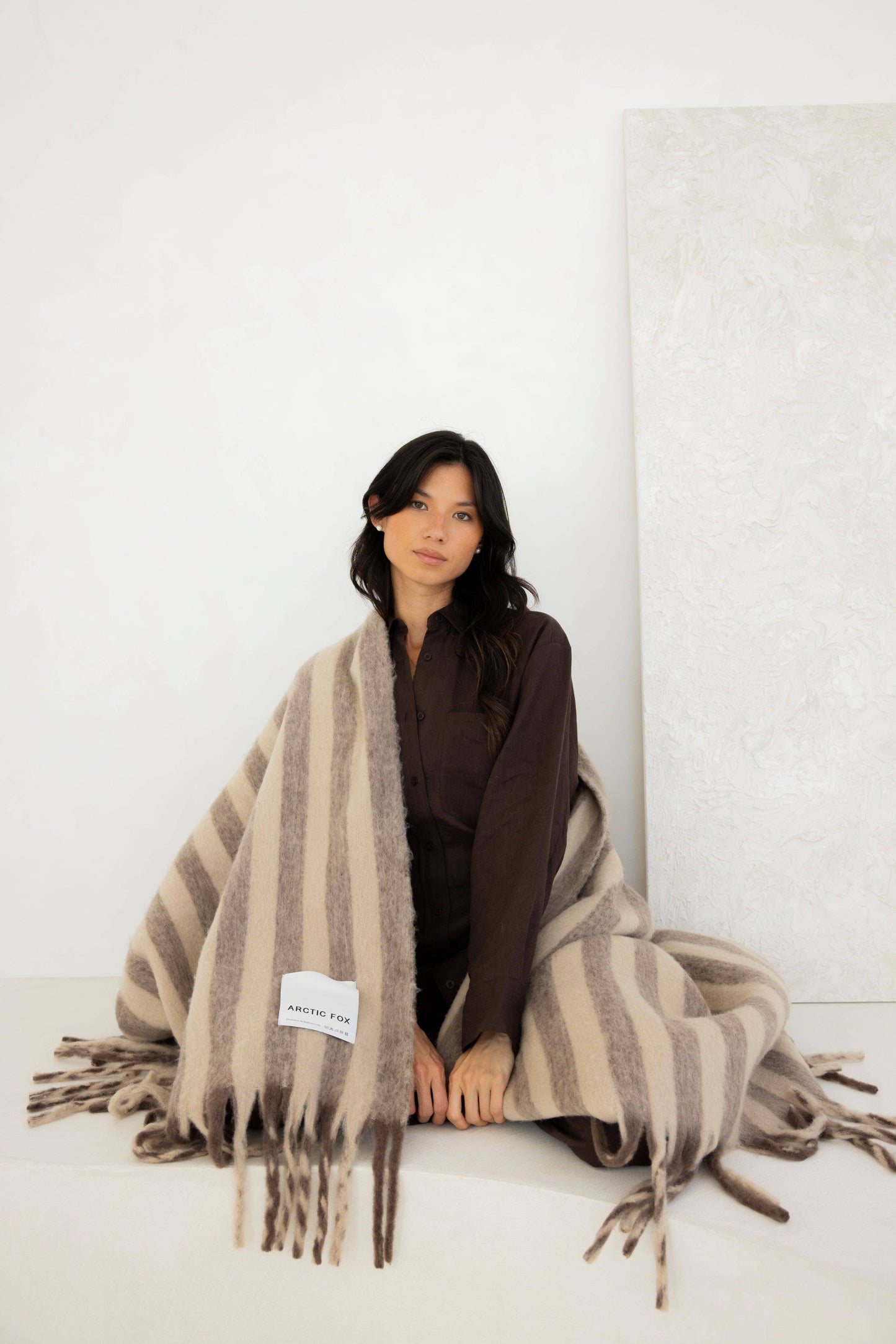 The Wool Stripe Throw - Burnt Umber Stripe