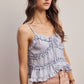 Ruffle Holiday Trim Tie Front Cami Top