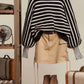 FAVORITE! - Stripped Puffer Crew Neck Sweater