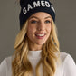 Navy & White Game Day Pom Hat