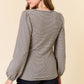 Round Neck Bubble Long Sleeve Striped Top