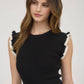 Contrast Ruffle Sleeve Sweater Top Tank