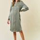 SATIN LONG SLEEVE SHIRT MIDI DRESS - 27825D