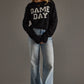 Black & White Knit Soft Game Day Sweater