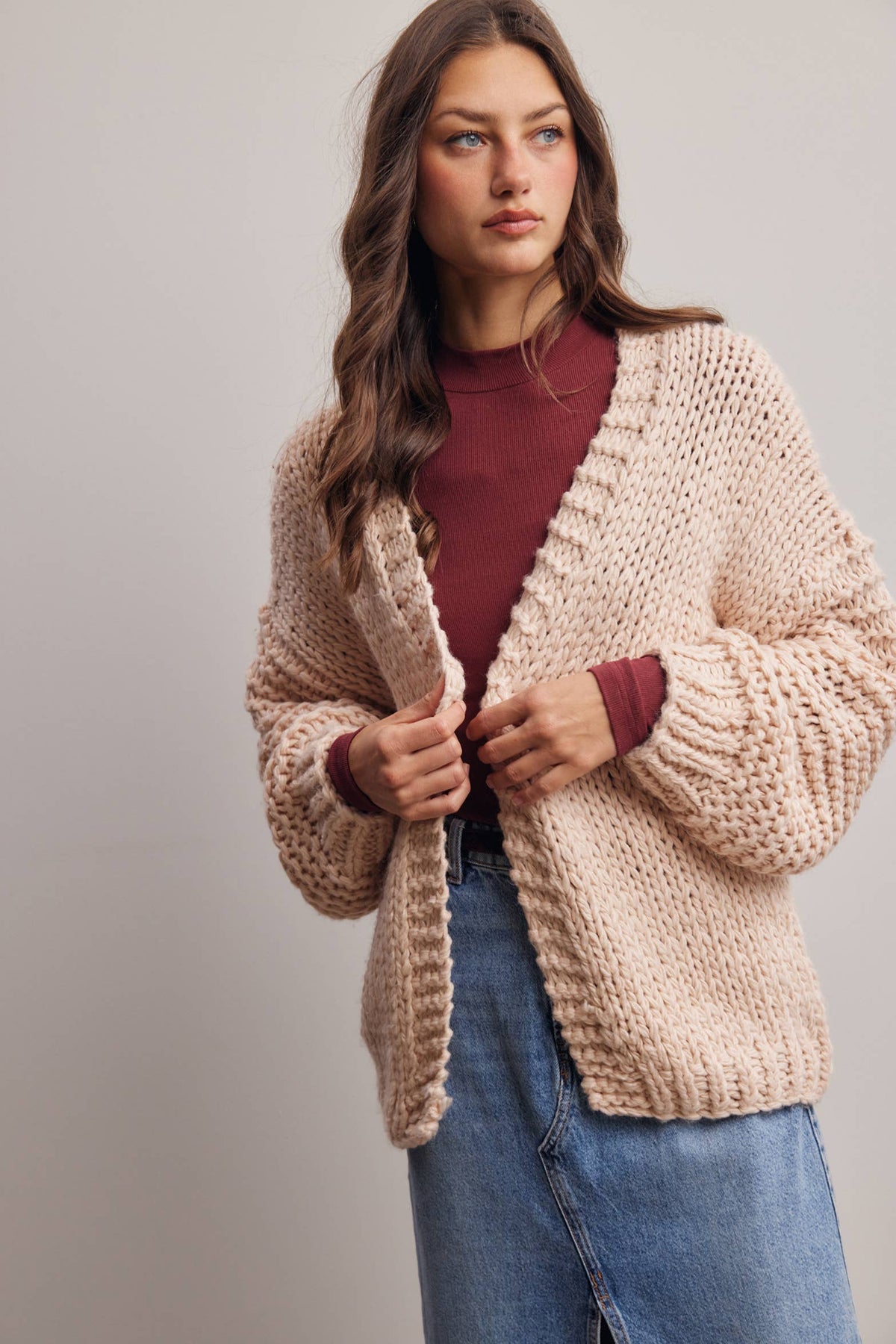 Chunky Knit Heart Back Cardigan - Bestseller