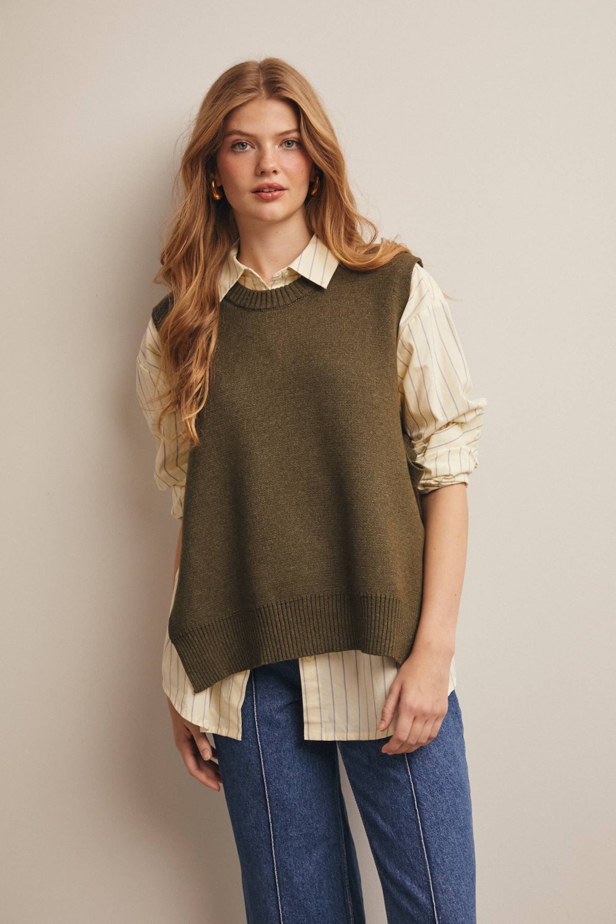 Sweater Side Tie Knit Vest