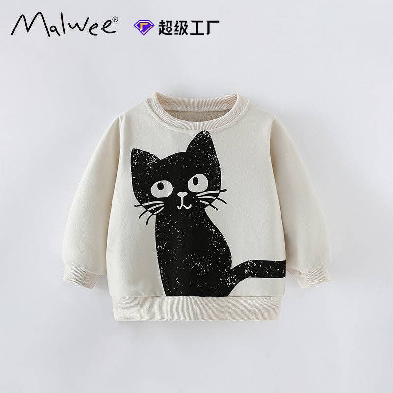 Cartoon Print Cotton Sweatshirt Casual Long Sleeve