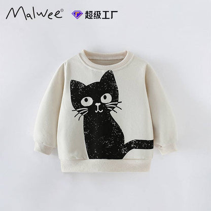 Cartoon Print Cotton Sweatshirt Casual Long Sleeve