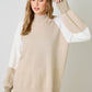 Soft Mock Neck Color Block Sweater