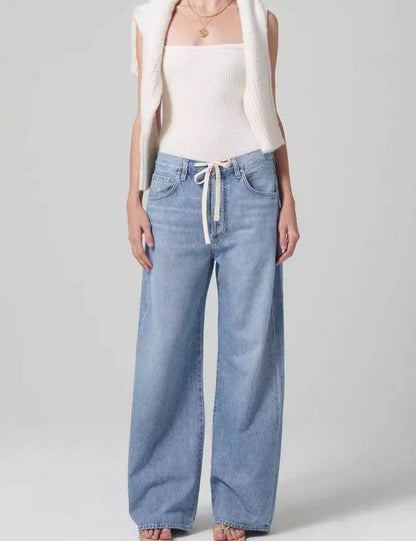 Love These Loose Denim Pants Drawstring Jeans