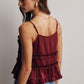 Ruffle Holiday Trim Tie Front Cami Top