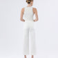 Mid Rise Powder White Lose Leg Comfort Jean