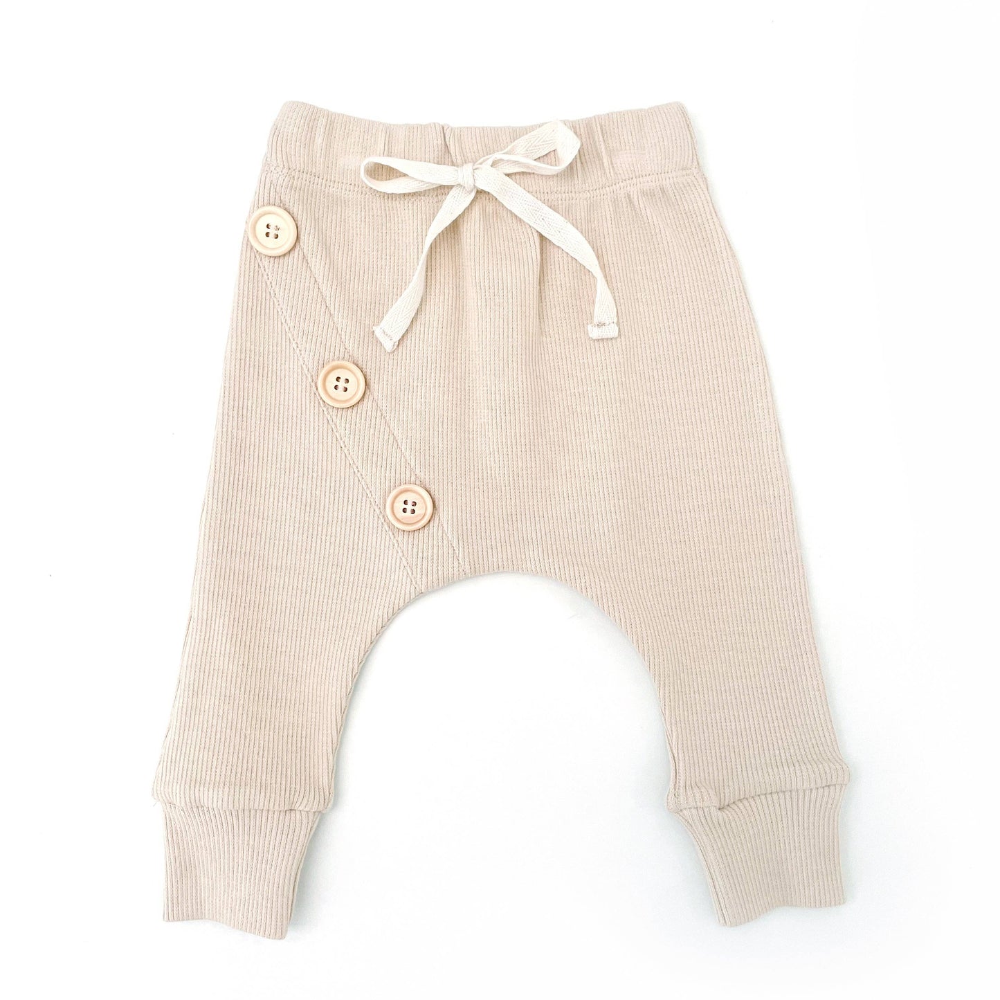 Toddler Almond Button Ribbed Pant