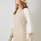 Soft Mock Neck Color Block Sweater