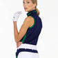 Rhapsody Quarter Zip Sleeveless Top - Ink/Ivy