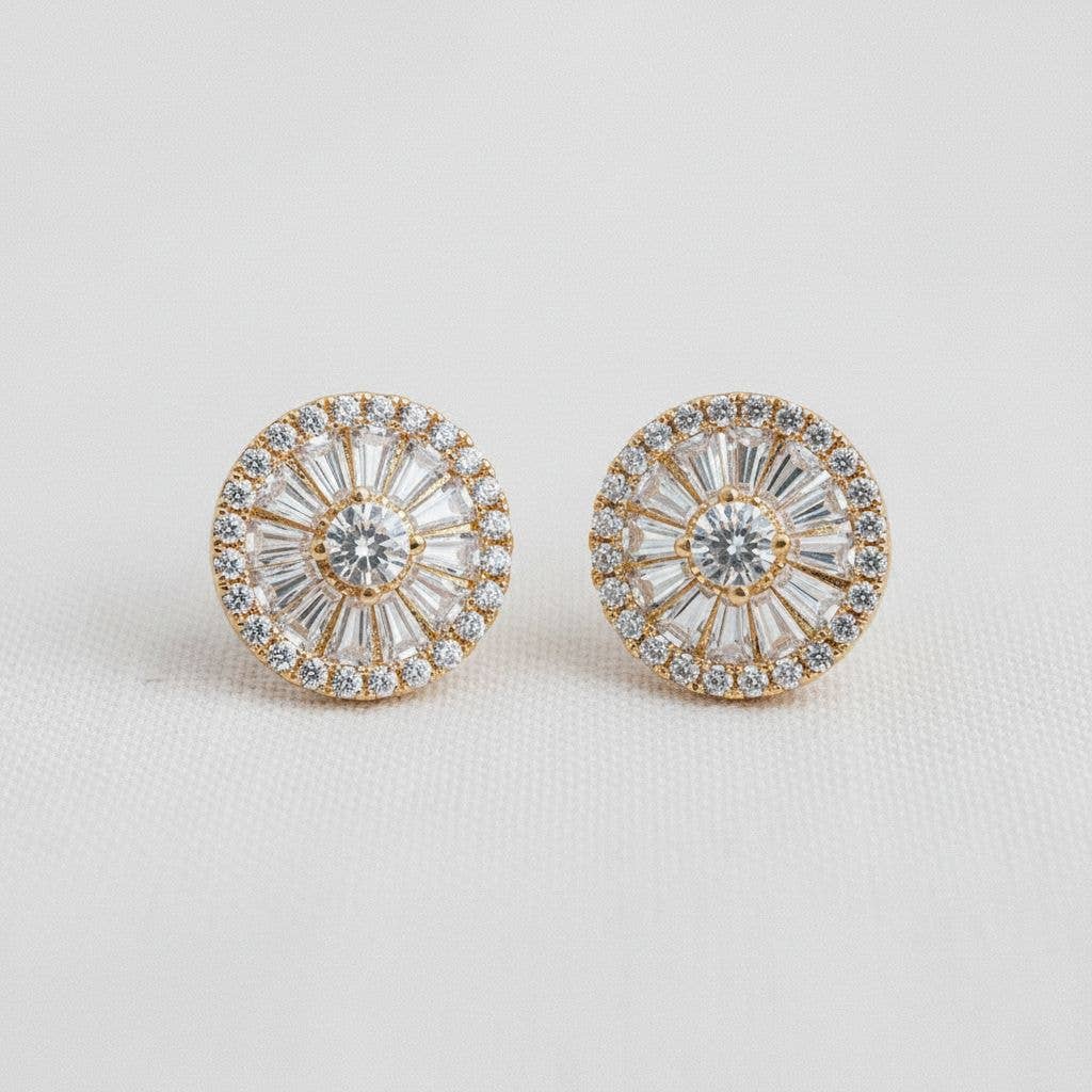 Regal Circular Gemstone Stud Earrings