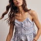 Ruffle Holiday Trim Tie Front Cami Top
