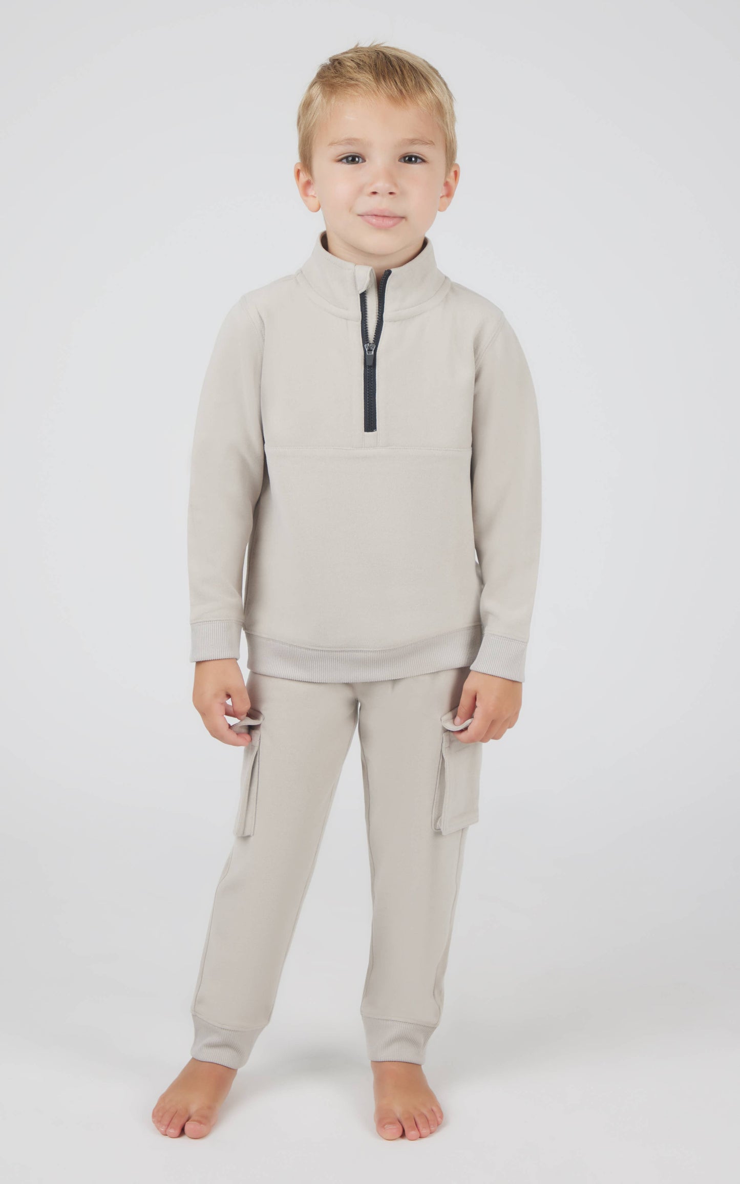 Toddler Boys Melange Fleece Half Zip and Jogger Set