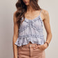 Ruffle Holiday Trim Tie Front Cami Top