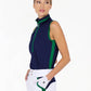 Rhapsody Quarter Zip Sleeveless Top - Ink/Ivy