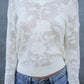 Gorgeous Knit Sheer Floral Knit V-Neck Sweater
