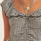 Plaid Boat Self-Tie Halter Gathered No Wedgie Bodysuit