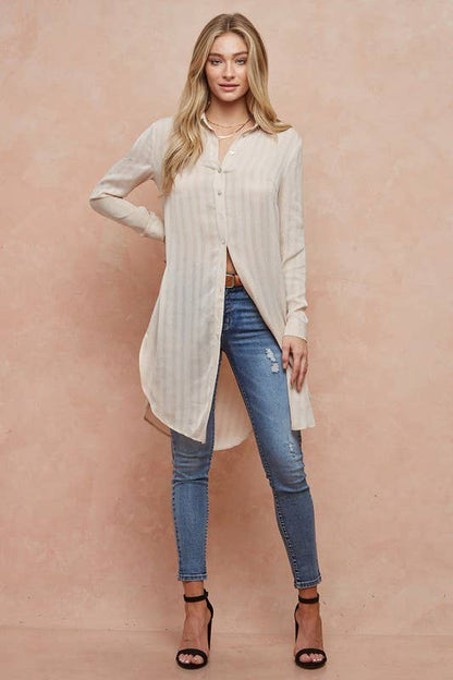 Peakaboo Nude Shirt Dress