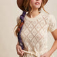 Pointelle Knit Peplum Sweet Belted Top