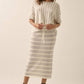 Striped Knit Rolled-Edge Short-Sleeve Sweater