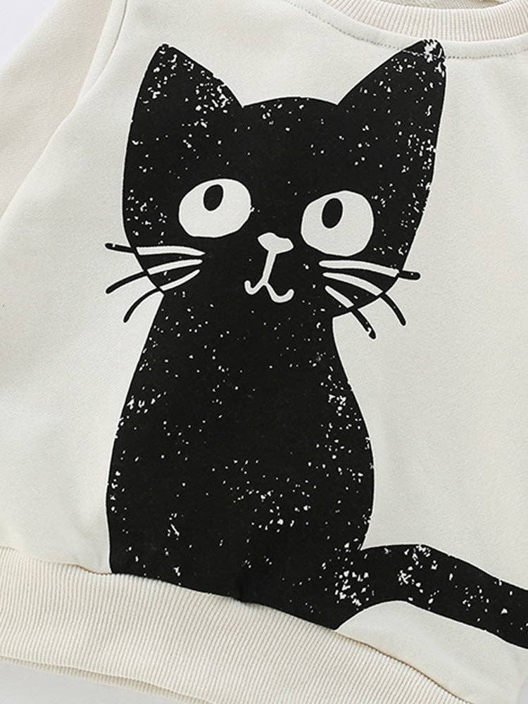 Cartoon Print Cotton Sweatshirt Casual Long Sleeve