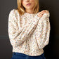 Puffed Sleeve Cropped Confetti Sweater