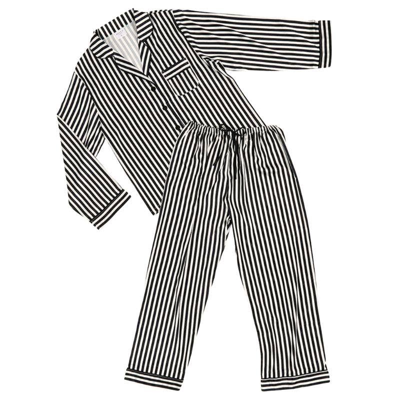 Cozy Striped Silky - Full-Length PJ Set
