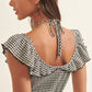 Plaid Boat Self-Tie Halter Gathered No Wedgie Bodysuit