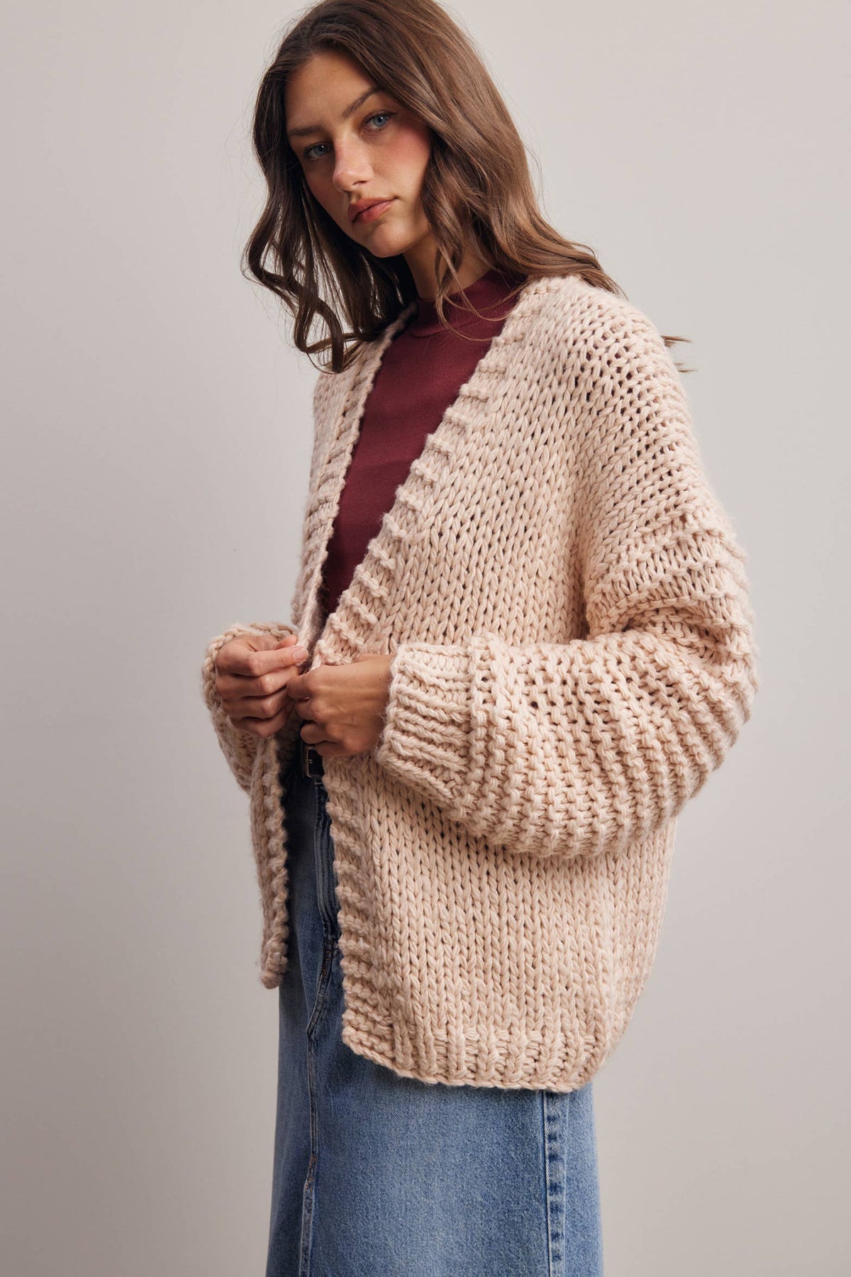 Chunky Knit Heart Back Cardigan - Bestseller