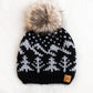 Black w/ Grey Winter Pattern Pom Hat