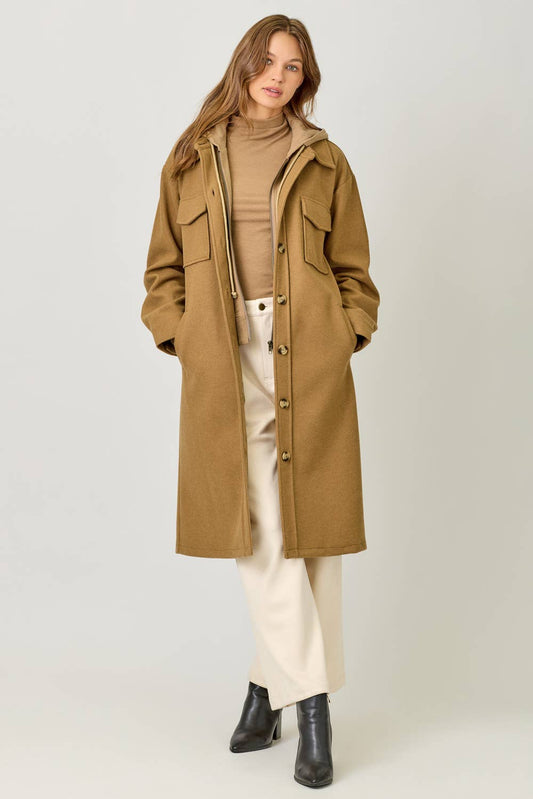 Twofer Hoodie Duster Solid Coat - Bestseller