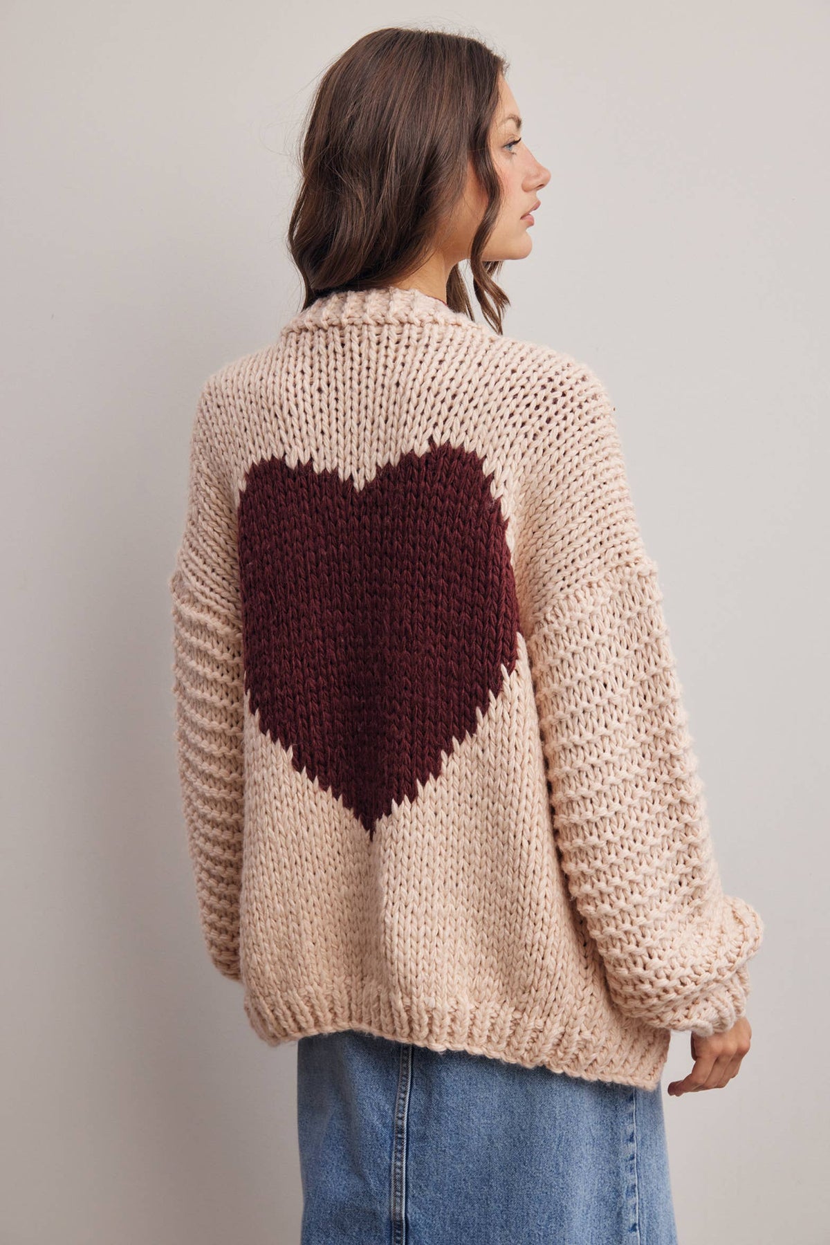Chunky Knit Heart Back Cardigan - Bestseller