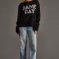 Black & White Knit Soft Game Day Sweater