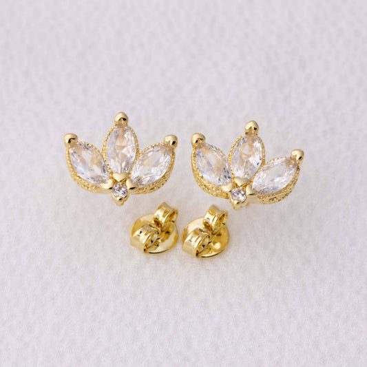 Gold Filled Vintage Lotus Flower Stackable Earrings